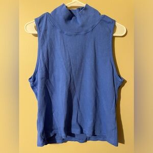 Blue Sleeveless Turtleneck Top